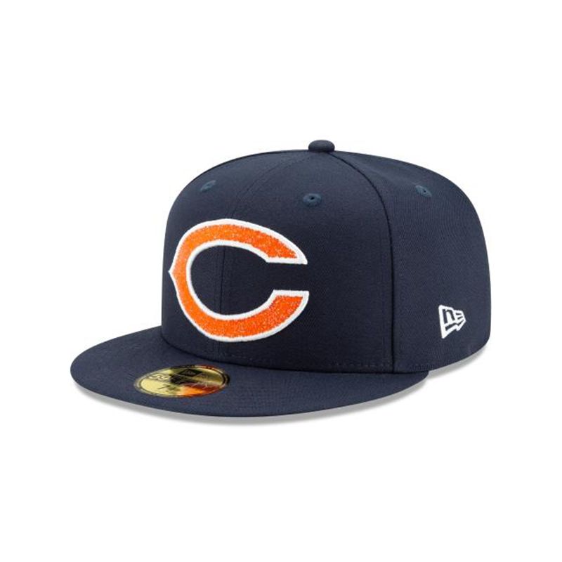 NFL Chicago Bears Crystals From Swarovski 59Fifty Fitted (NDB9067) - Blue New Era Caps